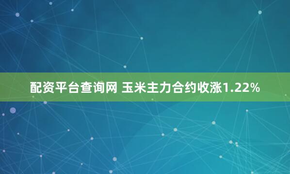 配资平台查询网 玉米主力合约收涨1.22%